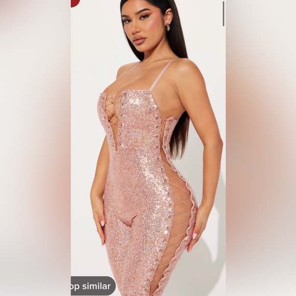NWT sequins lace up jumpsuit 💗 - Picture 6 of 16